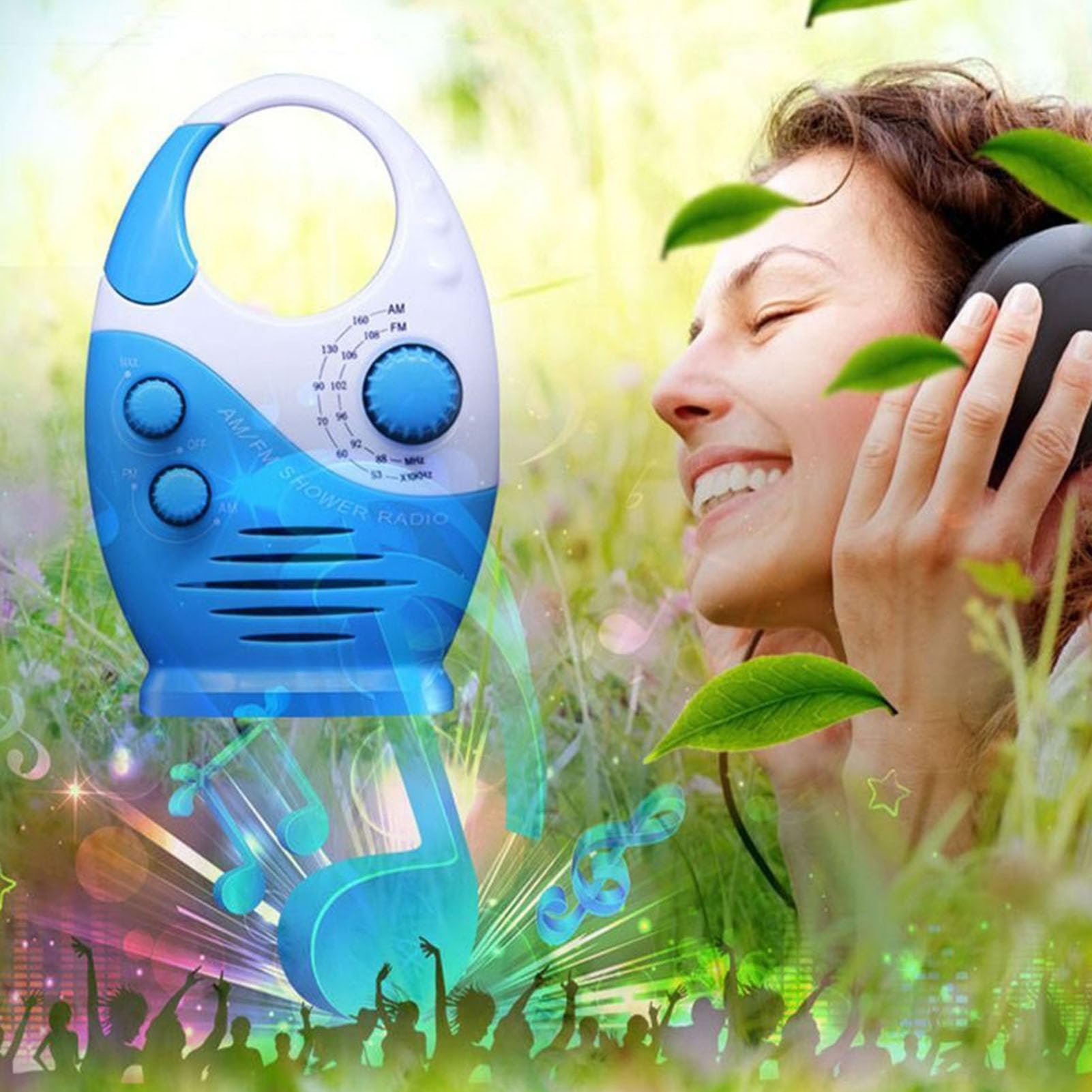 Kazuko Mini Radio a Batteria Portatile Altoparlante Leggero per Doccia Bagno Spiaggia