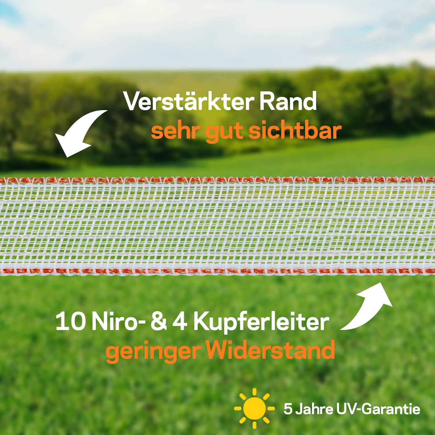 Gallagher Pferdezaun-Breitband TurboStar Super (weiß) - 200 m/40 mm - UV-stabil und witterungsbeständig - Ausgezeichnete Sichtbarkeit