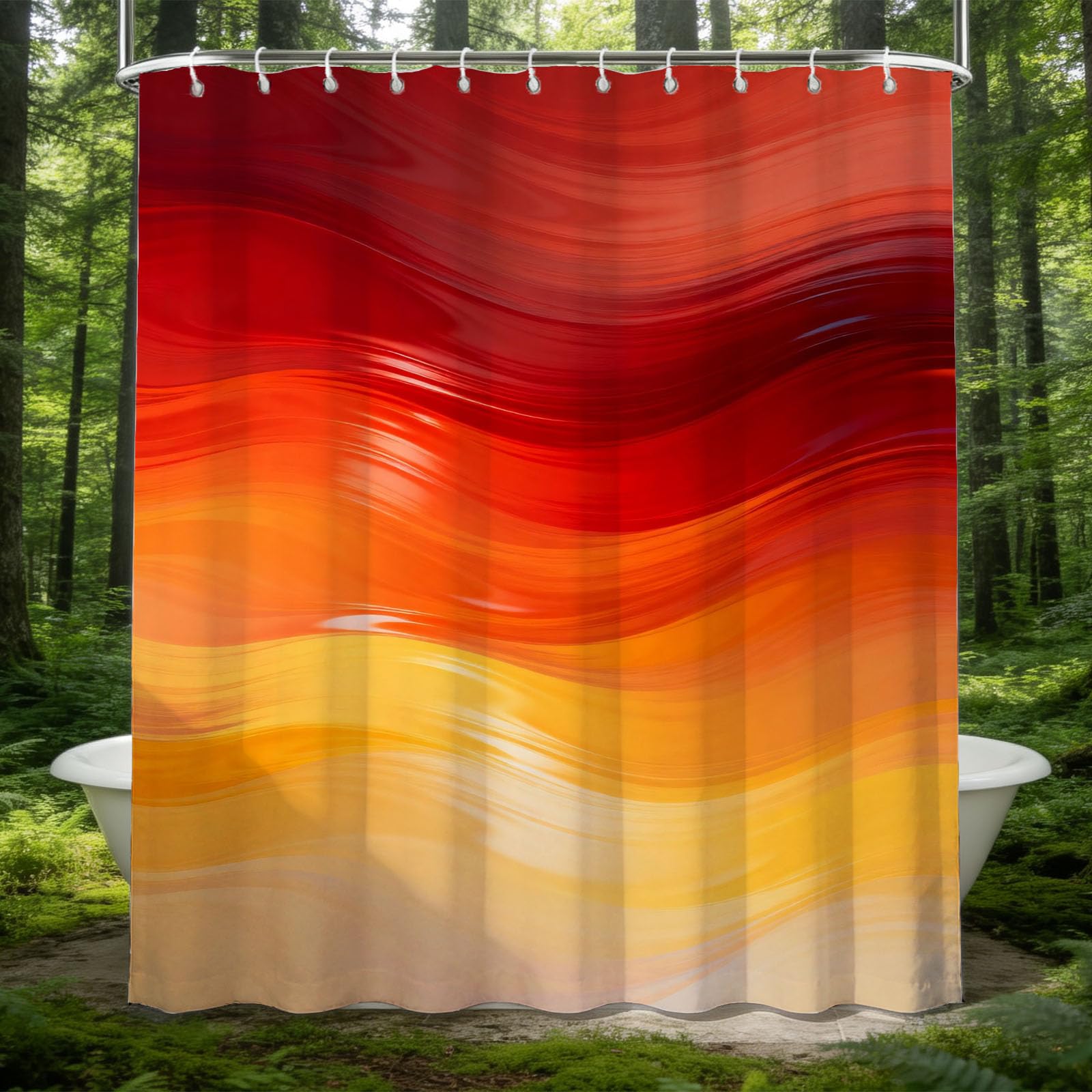 Hongduo 3D Gradient Wave Shower Curtain for Stalls Bathtubs Modern Artistic Style Bathroom Decor Shower Curtain Set Polyester Fabric Waterproof 180x200cm/71X79 Inch with Hooks