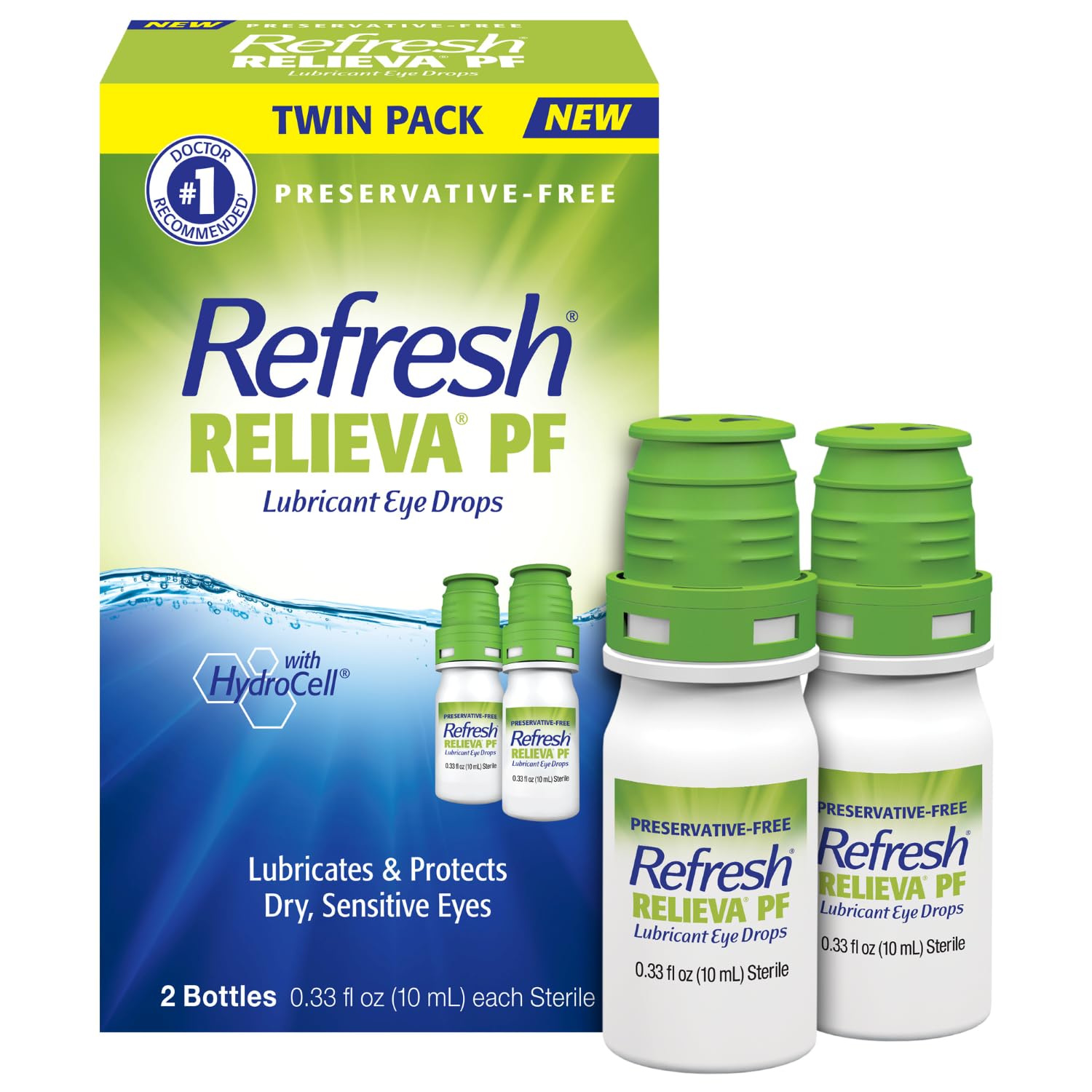 Refresh Relieva PF Preservative-Free Artificial Tears Lubricant Eye Drops 2x0 33 fl oz 10 mL 2 Count