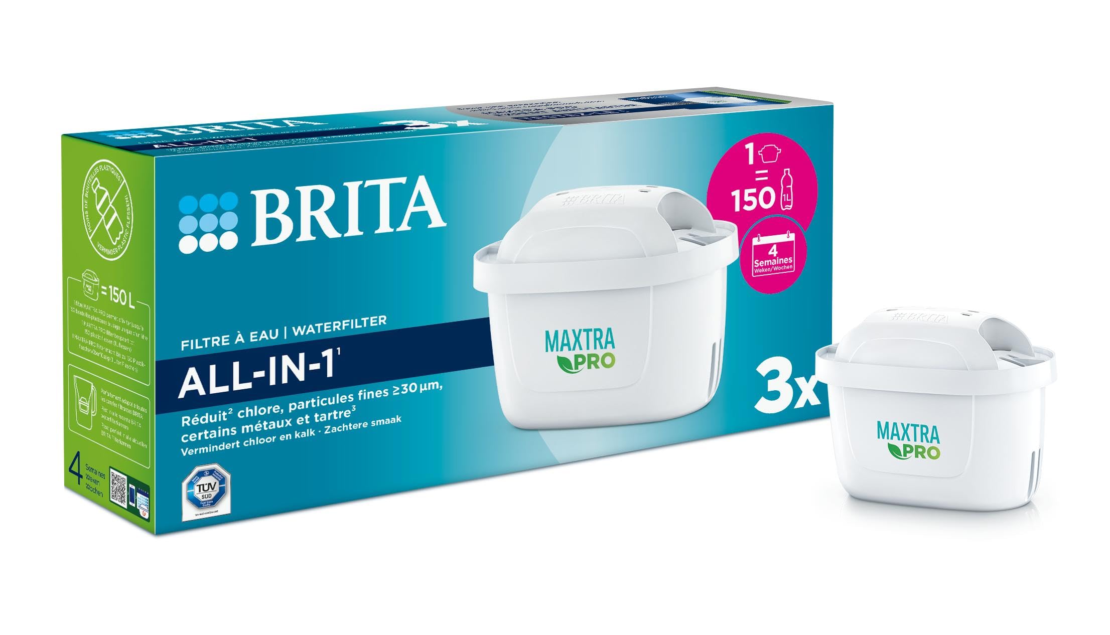 BRITA MAXTRA PRO ALL-IN-1 Replacement Water Purifier Filter, 3-Pack