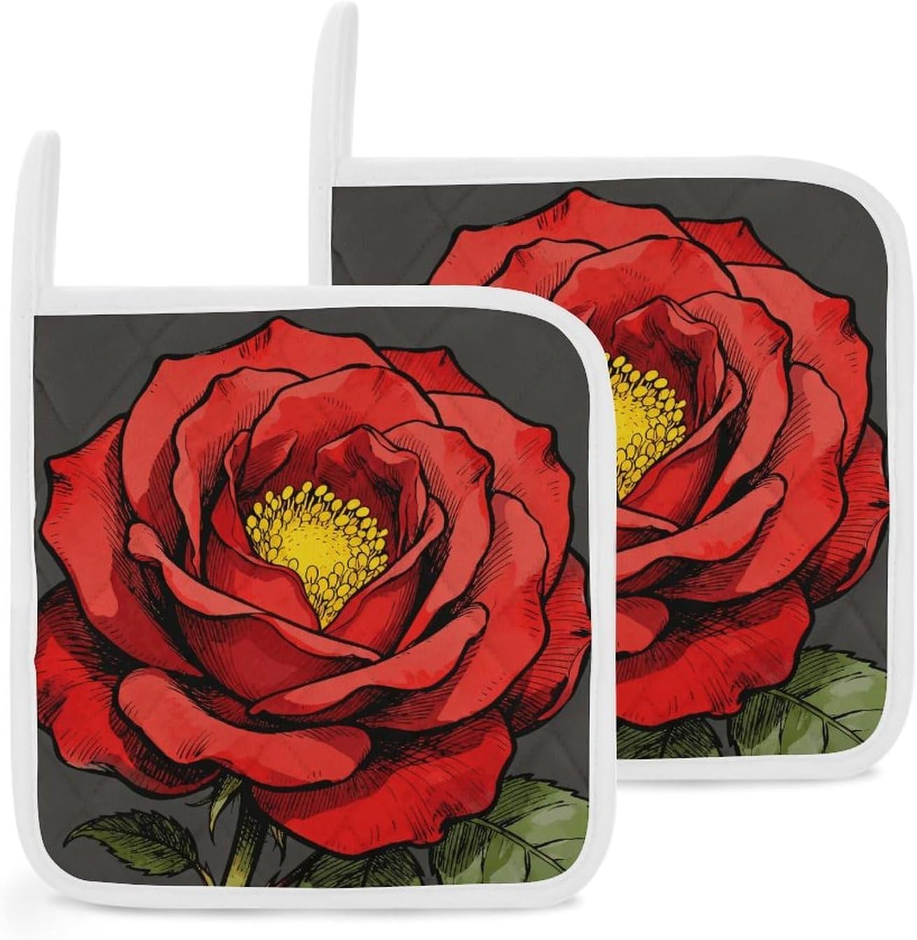 Rose Red Polyester Heat Resistant Pot Pad Non Slip Anti Scald Hot Dish Mat Reusable Table Protector for Kitchen Hot Pot Mat Wear Resistant Heat Proof Table Pad for Countertop Dining Room