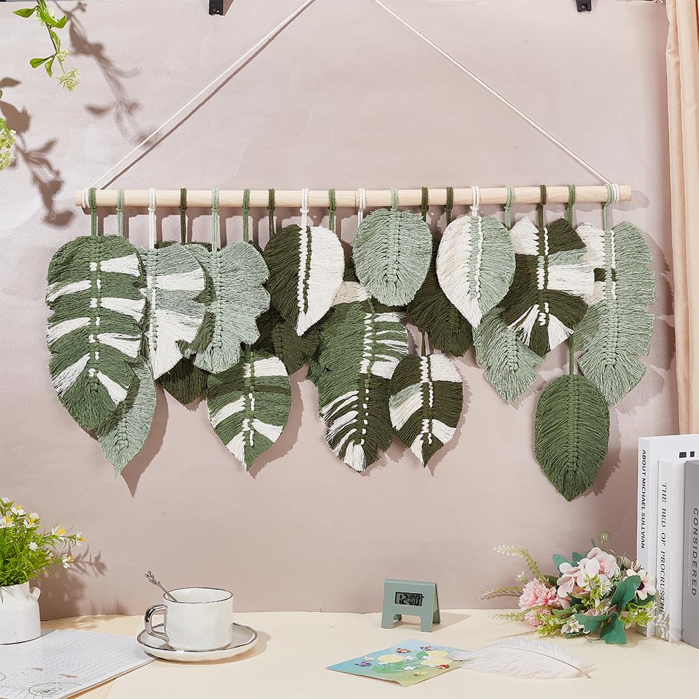 FREEBLOSS Set Macramé Feuille Kit Feuille Macramé Kit de Suspension Murale Macramé Feuille Macramé Feuille Palme Kits de Macramé pour Débutants Tapisserie de Feuilles de Macramé