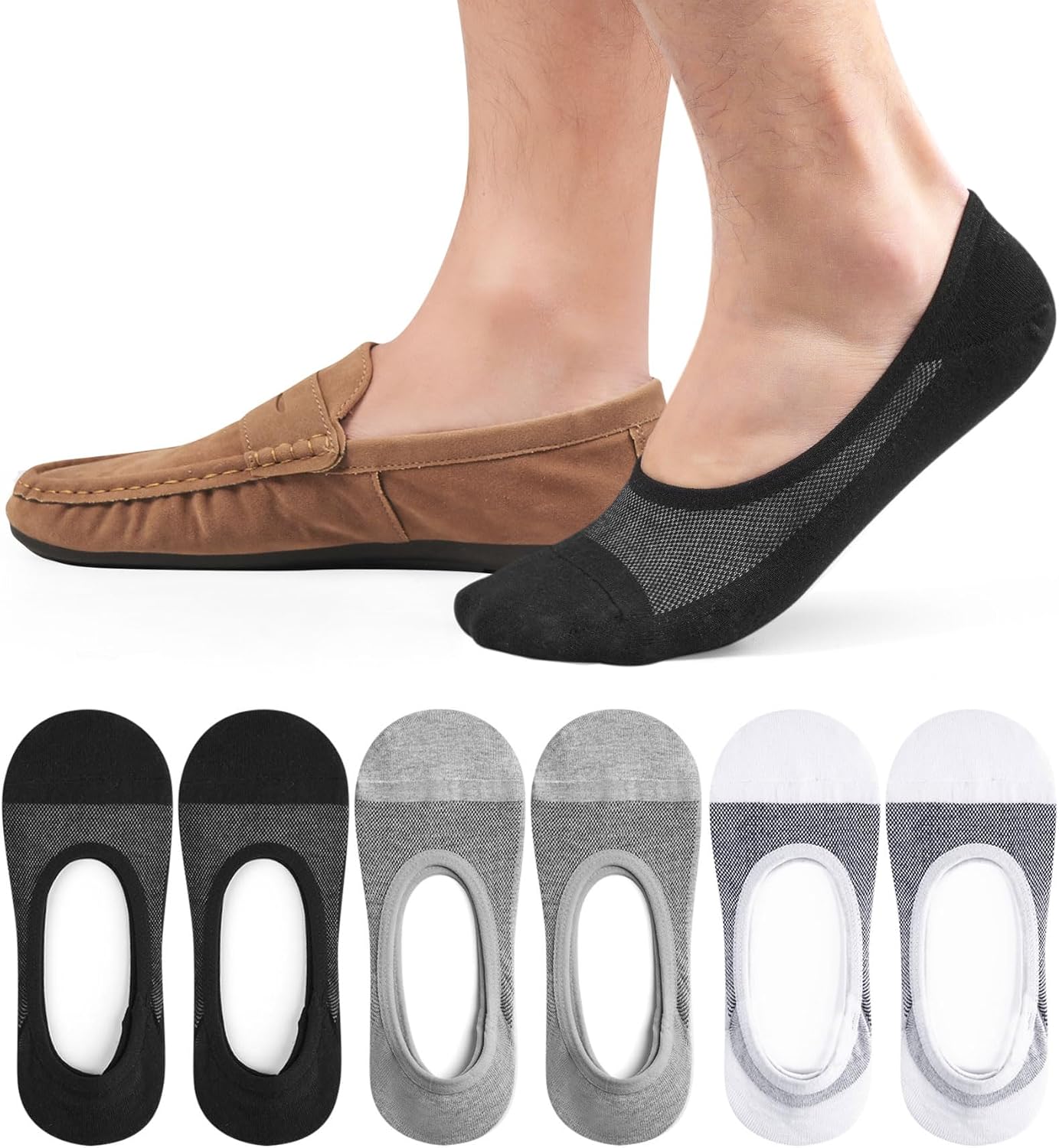 No Show Socks for Men Women, Loafer Sneakers Low Cut Invisible Socks，Unisex Non Slip Short Socks