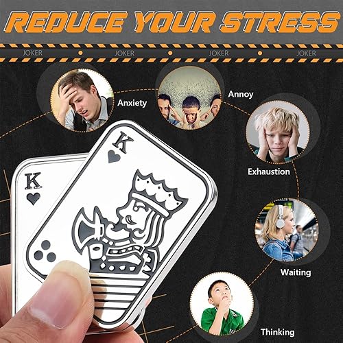 Miniatura 6 de Juguetes magnéticos de metal para ansiedad  Tarjeta de empuje de póquer de metal para aliviar el estrés, juguete EDC para hombre, moneda háptica,