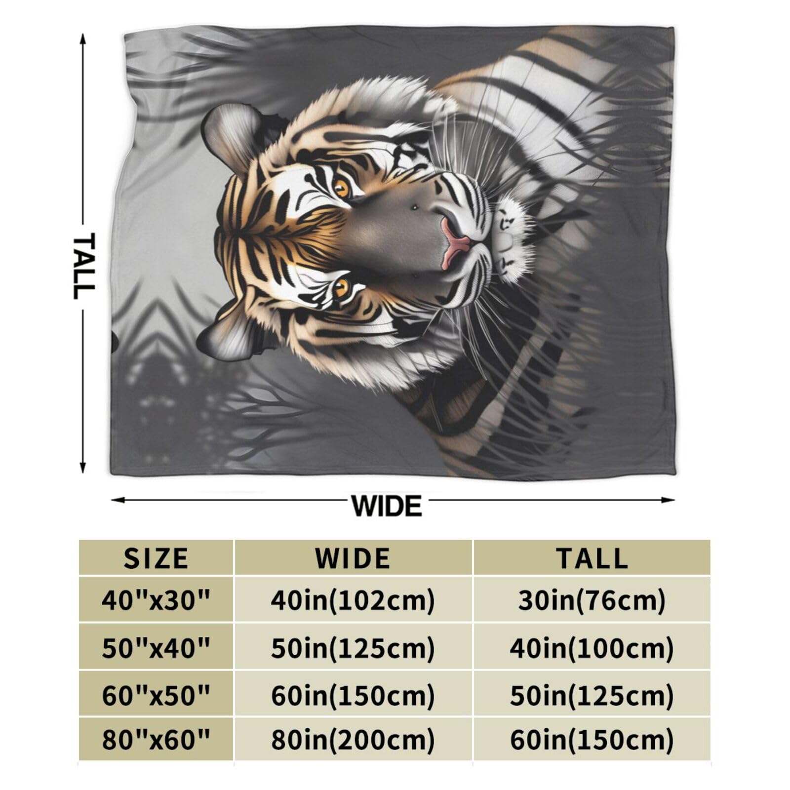NIBABAEU Coperta, motivo tigre dai colori astratti, morbida e pelosa, comoda per divano e letto, 150 x 200 cm