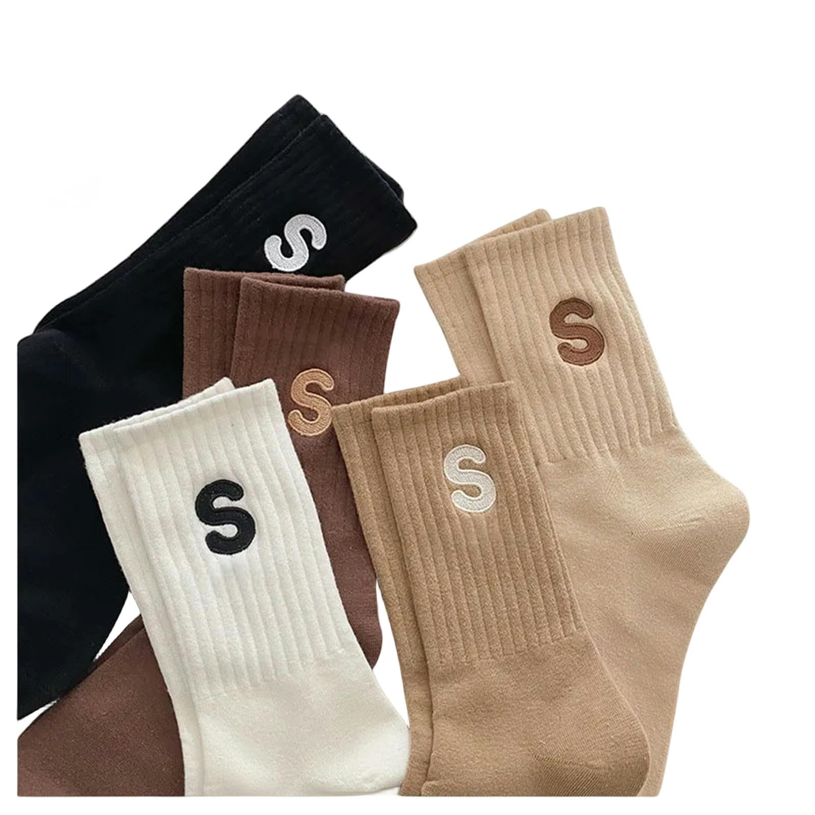 Calcetines Hombre Carta Autumn Winter Women'S Calcets Kawaii Ladies Calcetines De Algodón Color Sólido Unisex