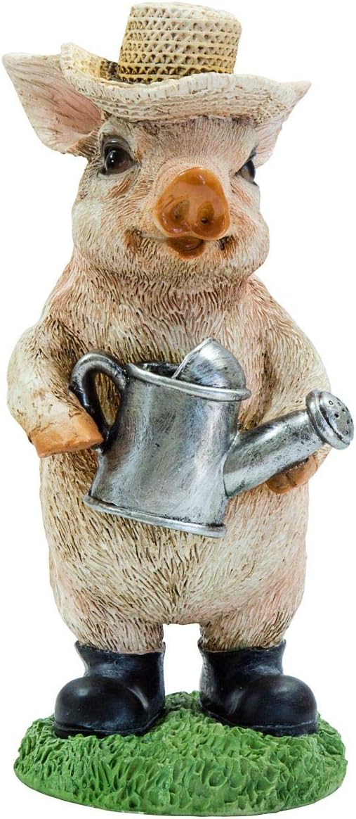 Daisy Bumbles Pig with Watering can, garden ornament, home decoration