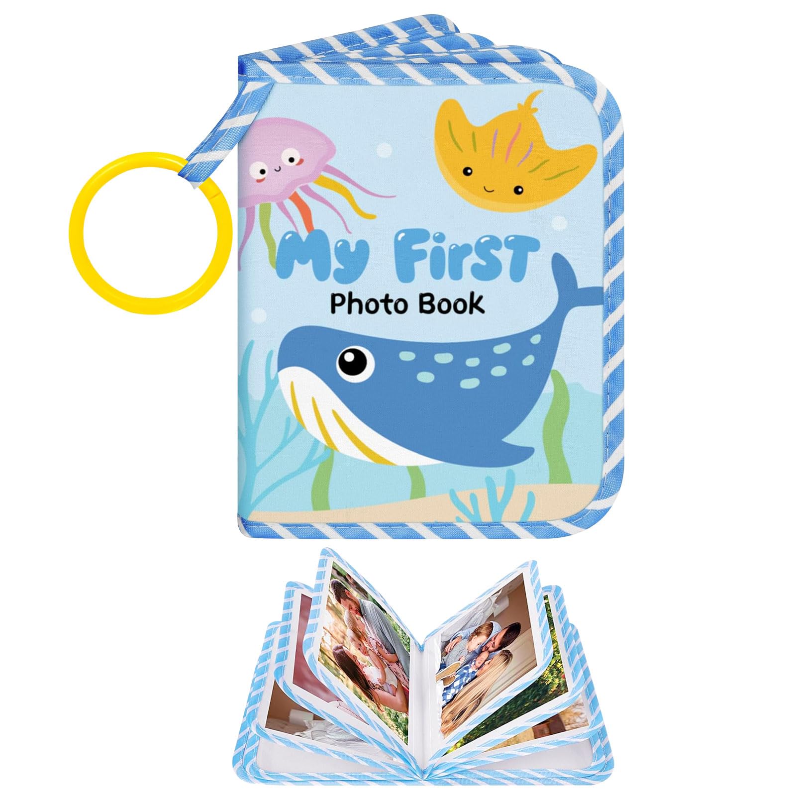 RISIPU Baby Photo Album, My First Memory Book for Newborns & Toddlers, Soft Cloth Family Photo Book