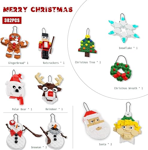 Miniatura 2 de Tenhorses Juego de adornos para árbol de Navidad 11 en 1, corona, Papá Noel, muñeco de nieve, cascanueces, oso polar, pan de jengibre, reno, copo de