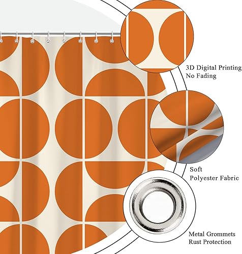 Miniatura 5 de Cortina de ducha moderna de mediados de siglo, estilo bohemio, abstracto, geométrico, retro, para baño, patrón único, colorido, tela de poliéster