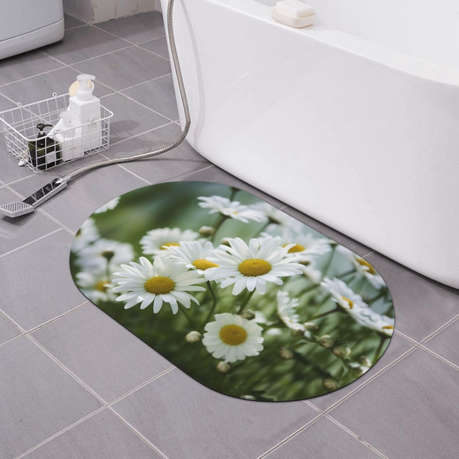 Tapis de douche antidérapant paillasson super absorbant marguerites