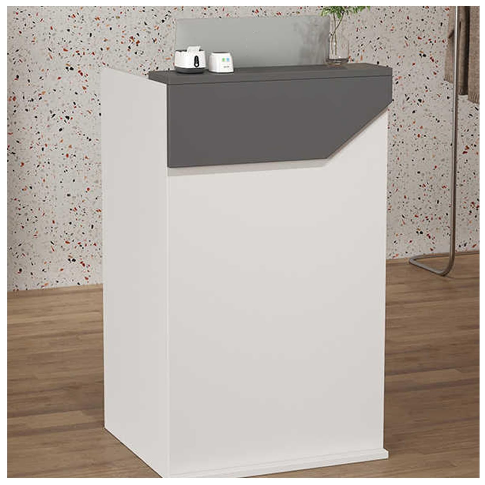 Scrivania da reception con cassetti, 100 cm, moderna scrivania da banco e vendite, elegante mobile da ufficio con soluzioni di archiviazione per aziende