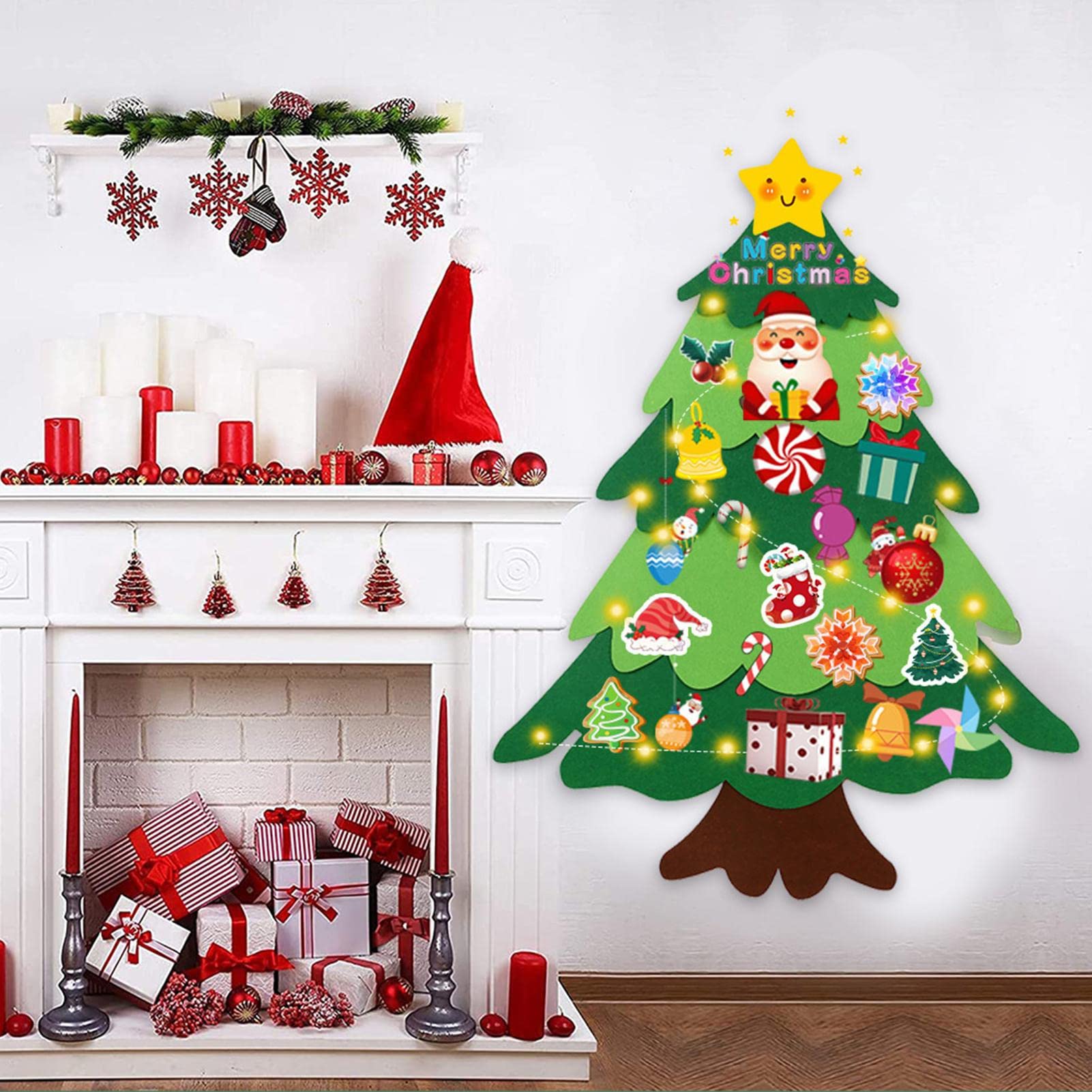 Amazon.co.jp: SHUUL DIY フェルト クリスマス ツリー セット ライト