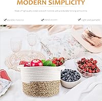 Vista 7 de NUOBESTY Cesta de almacenamiento tejida Soporte de almacenamiento para niños Contenedor tejido de juguete para bebé, papelera para ropa sucia, cesta