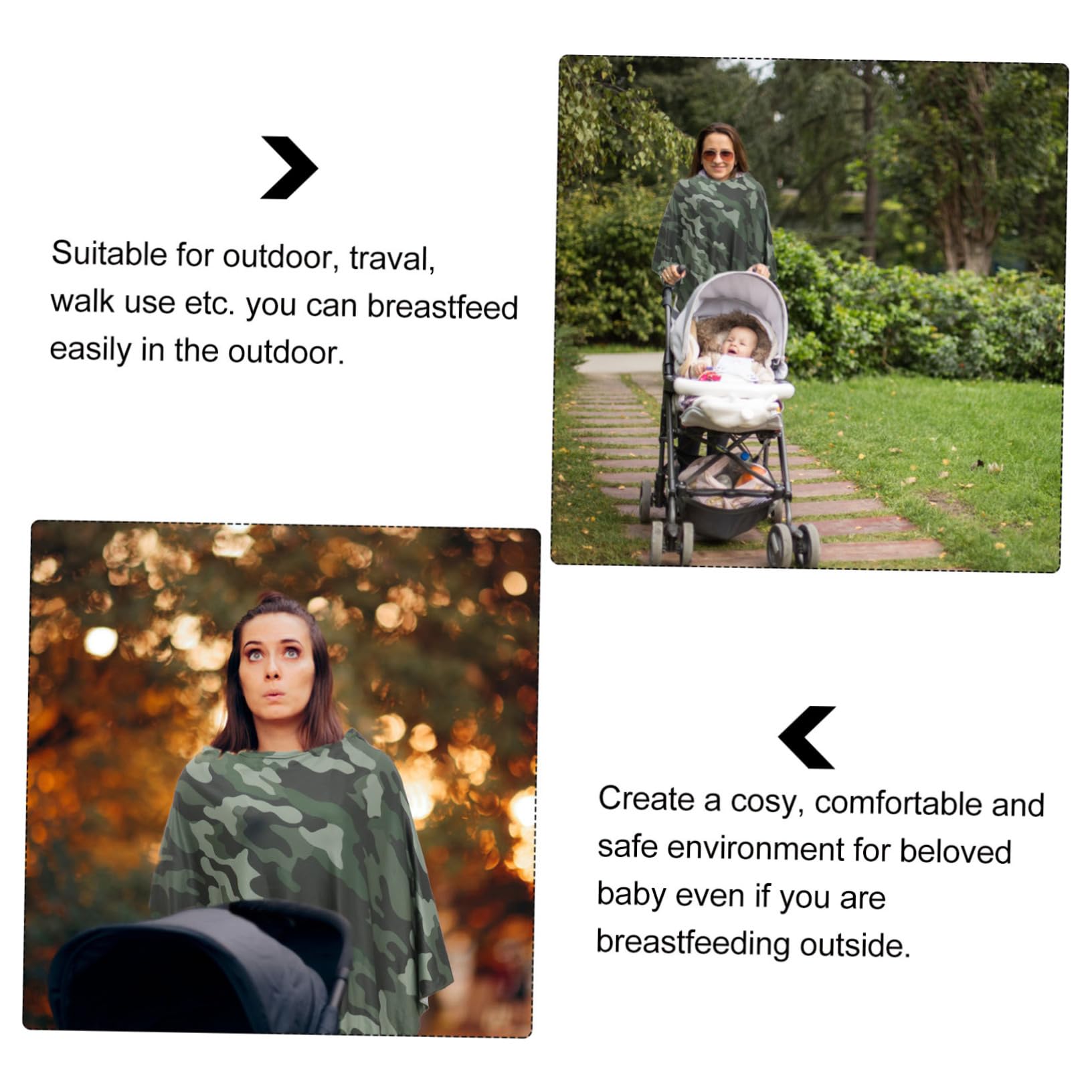 VICASKY 2piezas Cubierta De Lactancia Camuflaje Para Exterior Chal De Lactancia Cómodo y Práctico Protector Para Cochecito Para Viajes y Paseos Bebés
