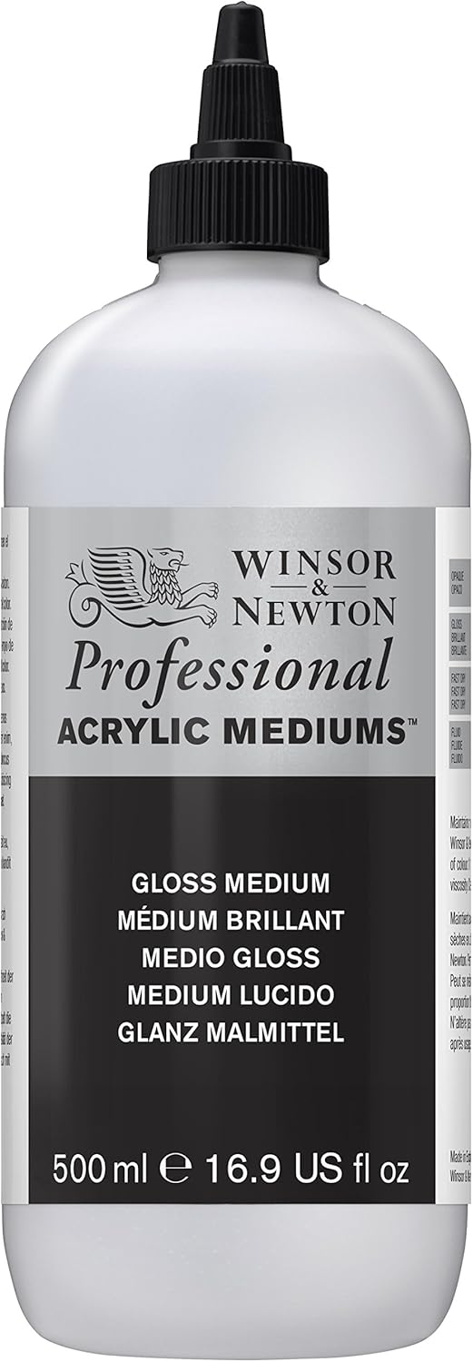 Winsor & Newton Professional Acrylic Medium, Gloss Medium, 500ml (16.9-oz)