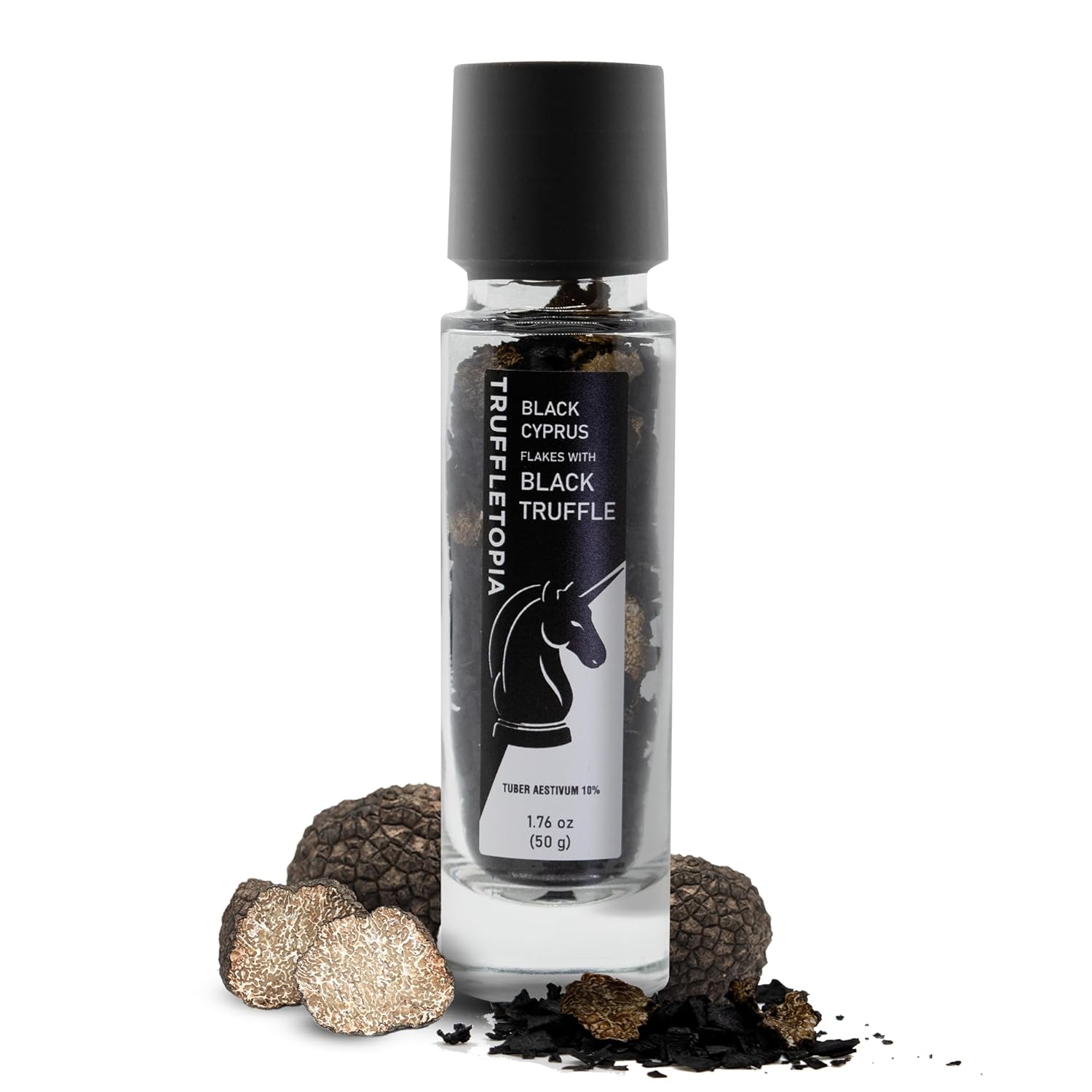 Truffletopia | Black Cyprus Salt and Black Truffle Grinder with Real Truffles | 1.76 Oz (Pack of 2)