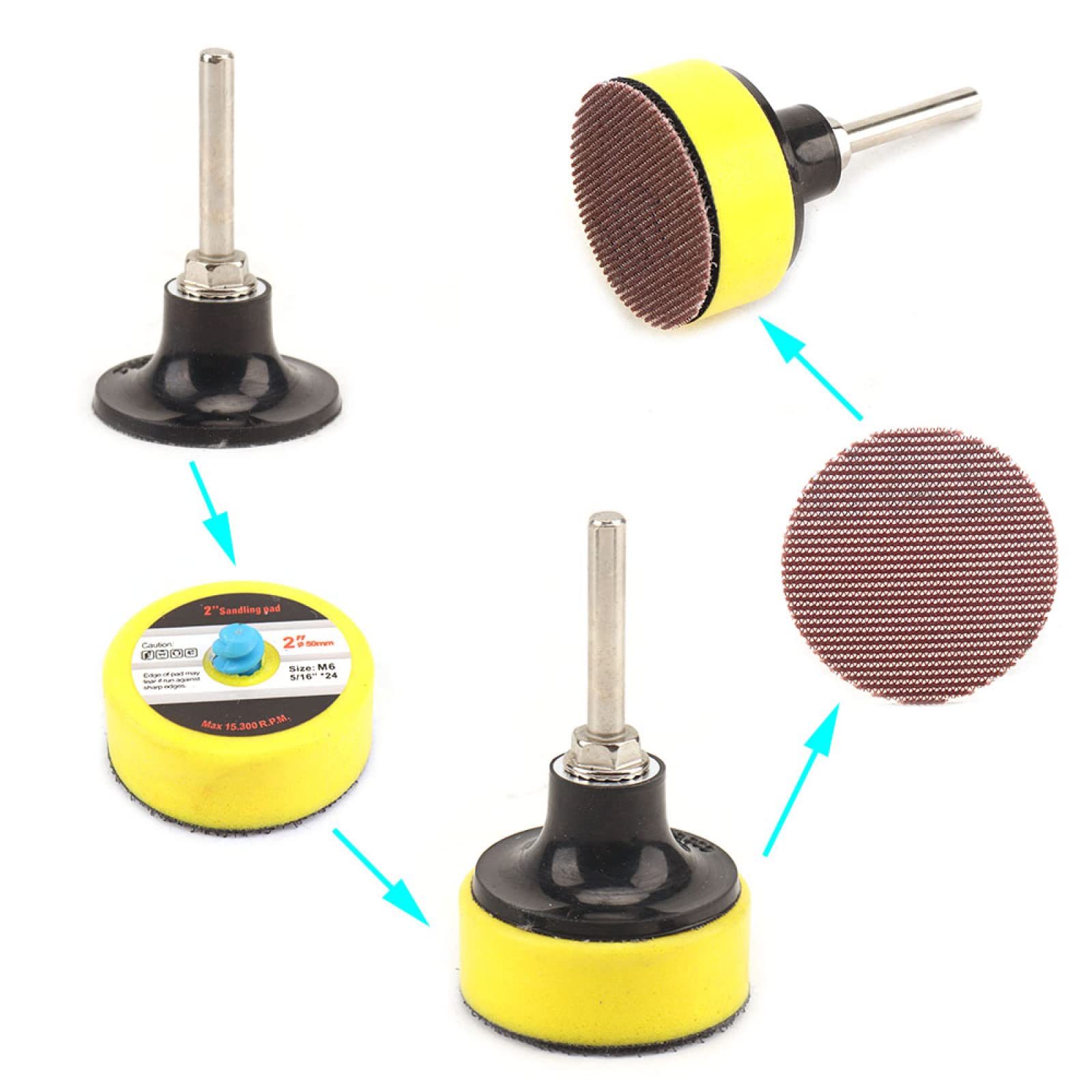 Kit De Almohadillas De Discos De Lijado De 2 Pulgadas, 81 Uds., Para Taladro, Amoladora, Herramientas Rotativas Con Placa De Respaldo, Papel De Lija, Pulido