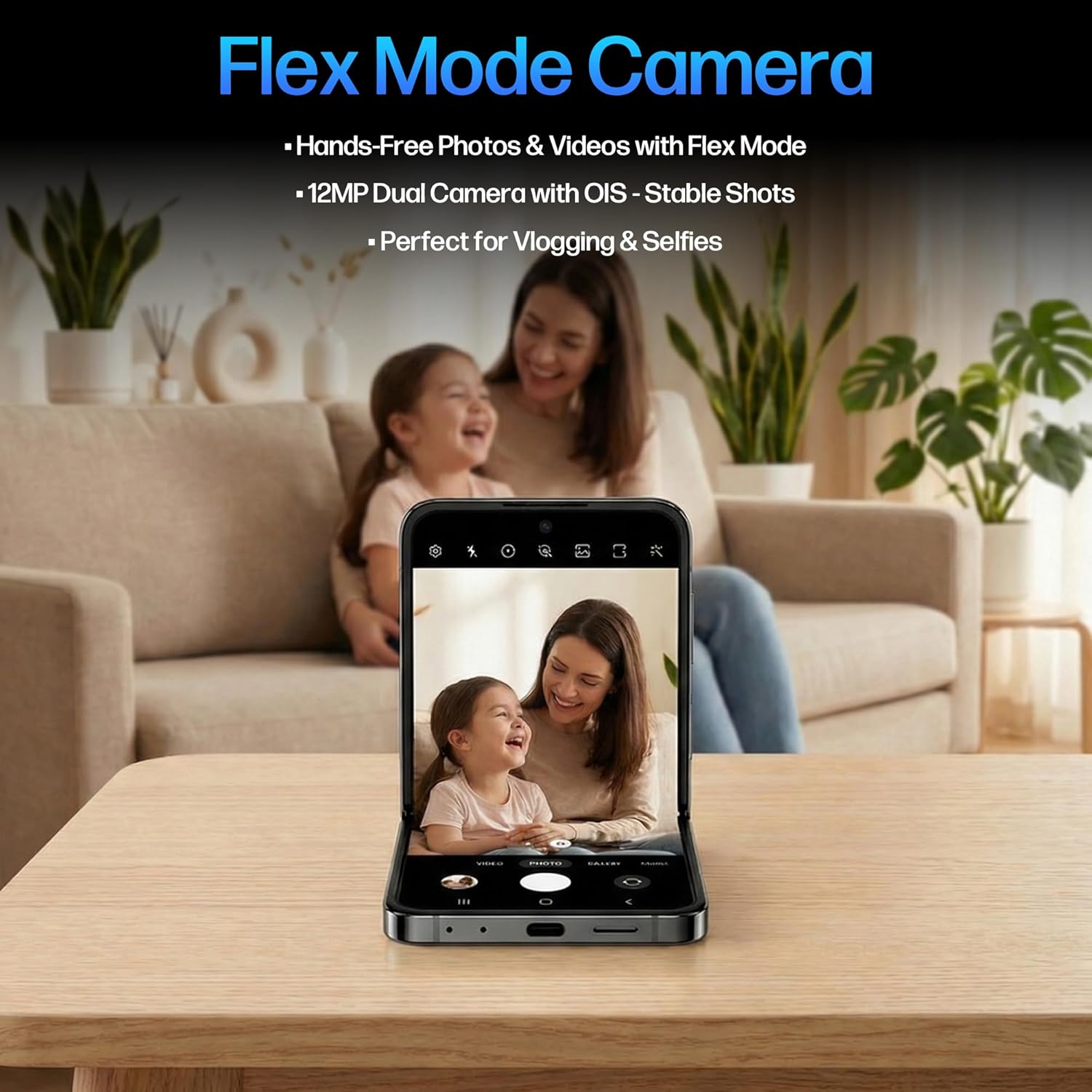 Samsung Galaxy Z Flip5 5G Unlocked Smartphone (Like New) - 256GB Graphite, 6.7" Dynamic AMOLED 2X Foldable Display, 8GB RAM, US Version, Bundle with Qi Wireless Charging Pad