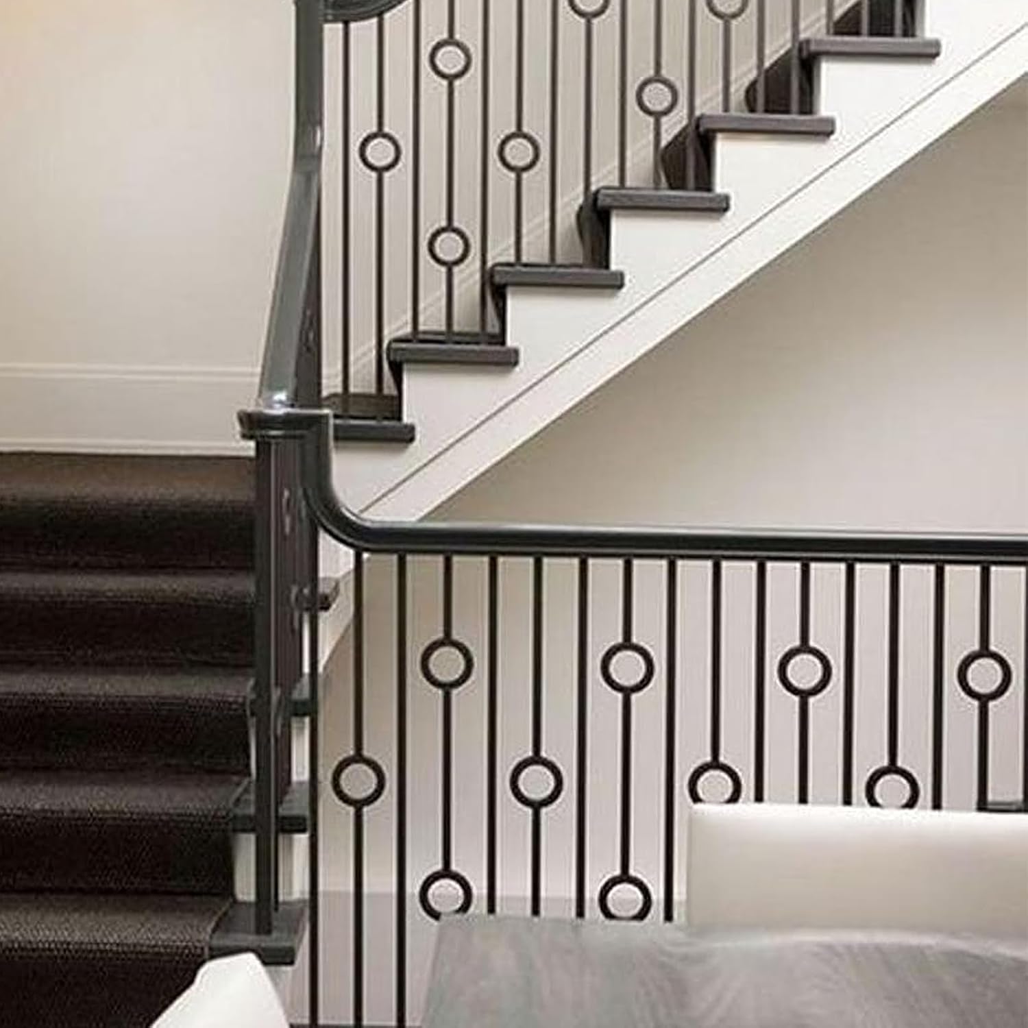 8 Pack Iron Balusters for Staircase,Hollow Single Ring Stair Balusters 1/2"" Square Iron Balusters with 16 Swivel Shoes Square - One Ring 8