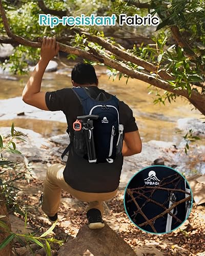 Miniatura 6 de Mochila de senderismo pequeña con soporte frontal para teléfono, mochila plegable con correa para el pecho y la cintura, mochila ligera para mujeres