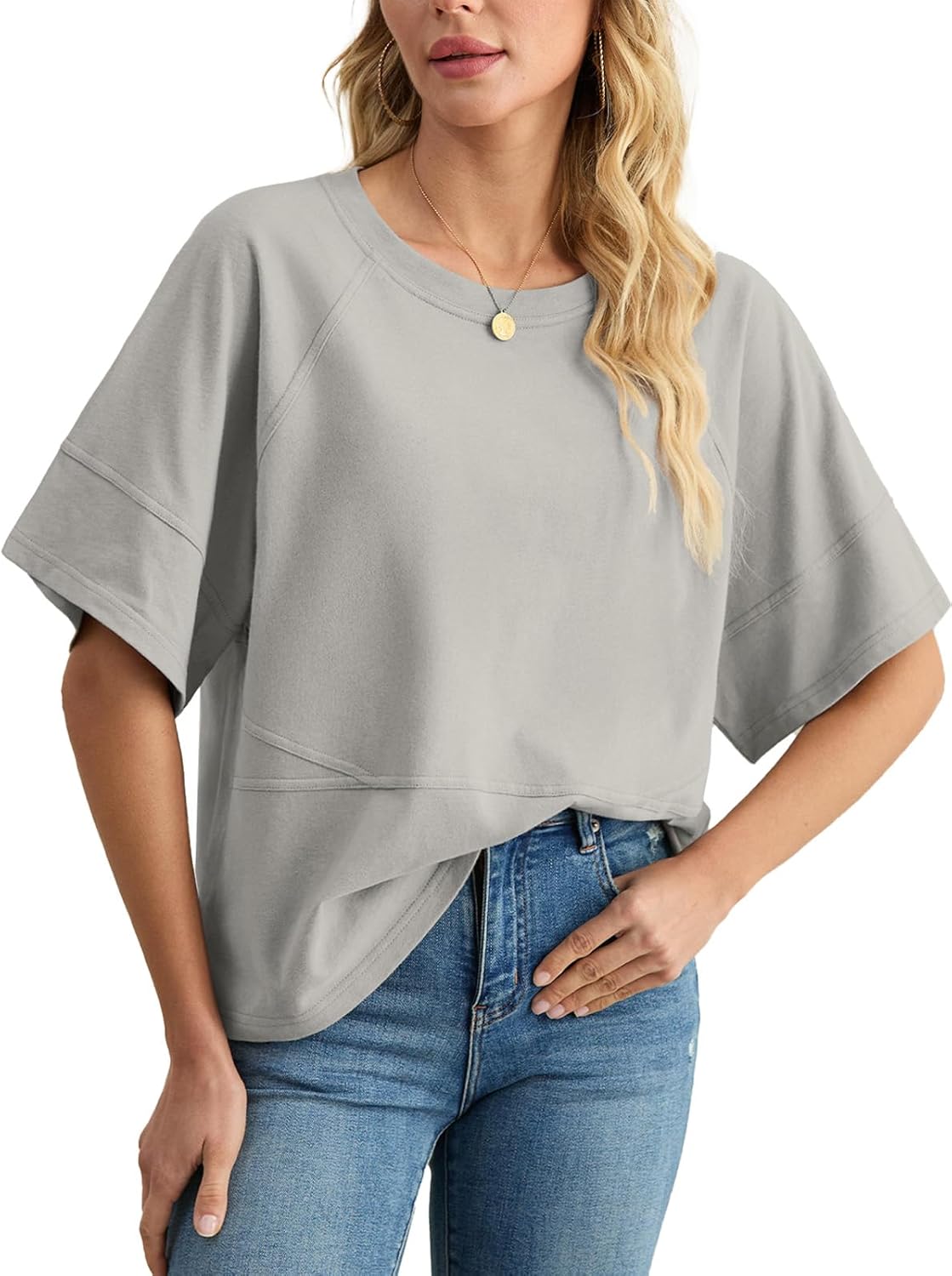 Feiersi Women Cotton T-Shirts Summer Crewneck Pullover Short Sleeve Tops Basic Tops Tees Blouses - Image 4