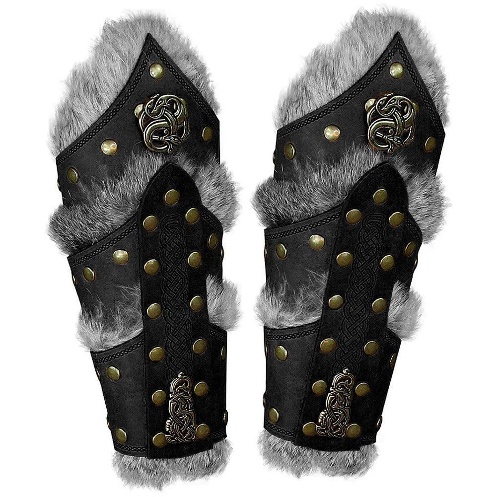 Bracelet gantelet en cuir viking réglable pour cosplay et costume de chevalier
