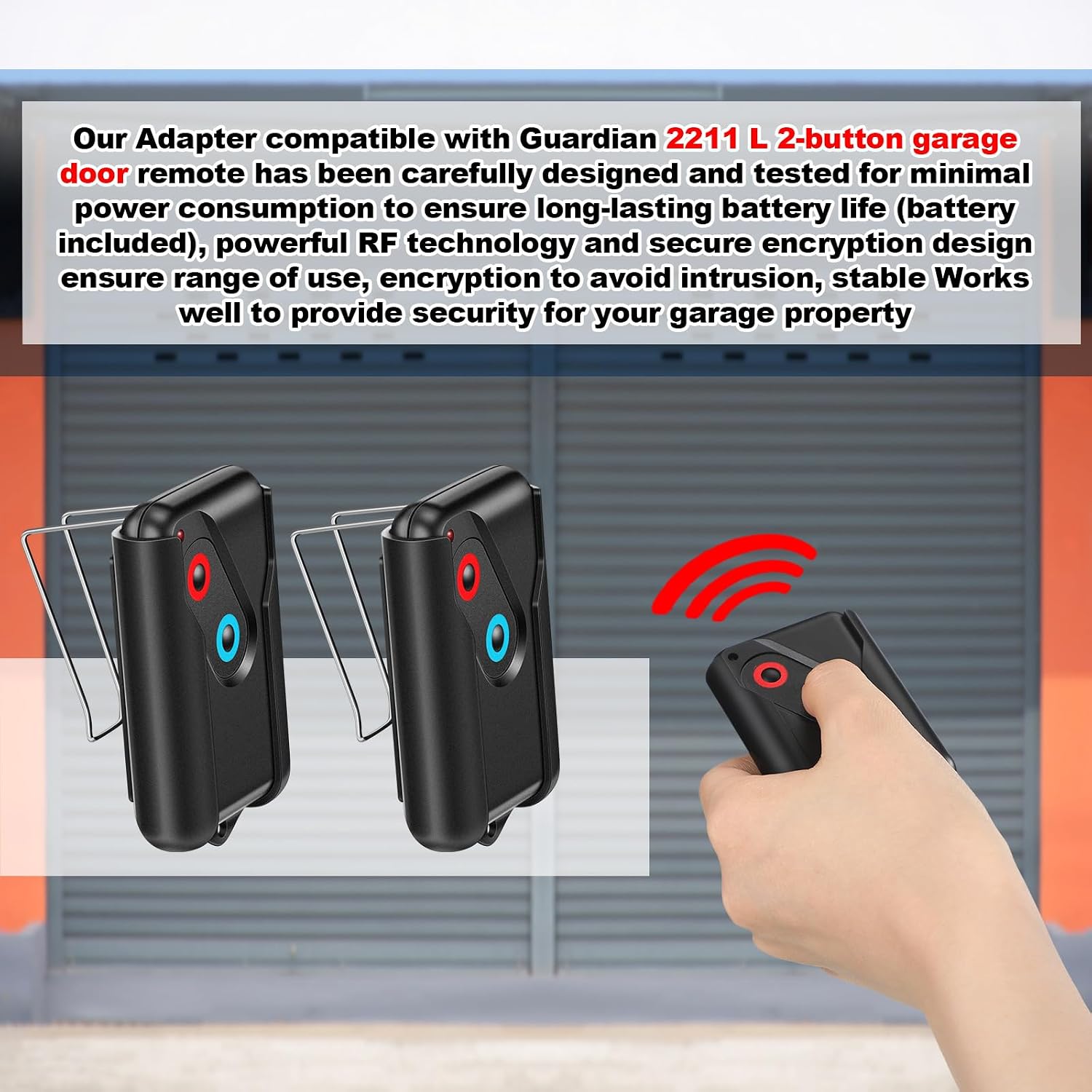 Kingdder 2 Pcs Garage Door Remote Compatible with Guardian 2211 l 2 Button Garage Door Remote Transmitter 303mhz/390mhz Black Gate Opener Transmitter with Keychain and Base