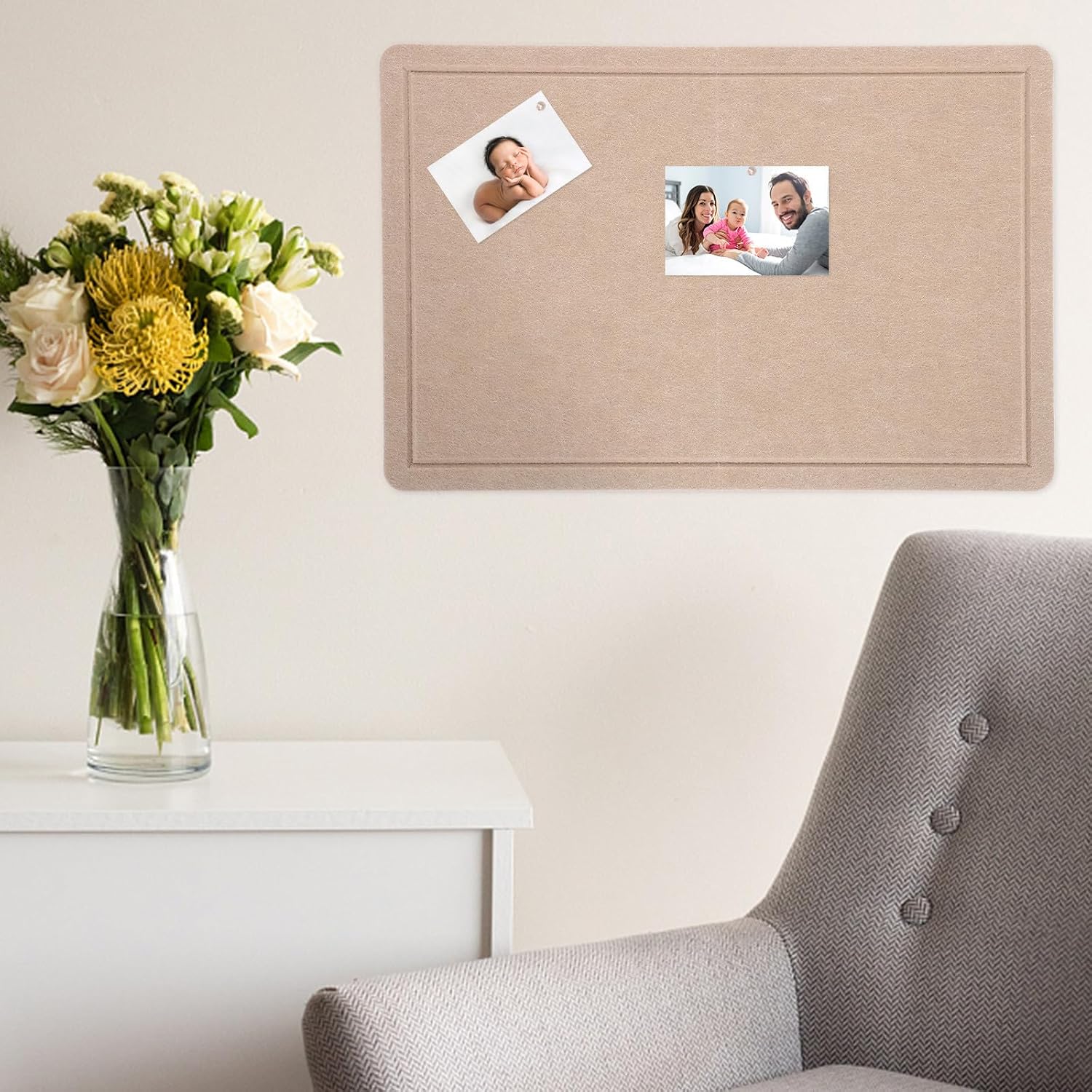 Alasum Khaki Felt Bulletin Board for Walls with Easy Installation and Decorative Design, Stylish Message Board for Home Office Accessories and Wall Display
