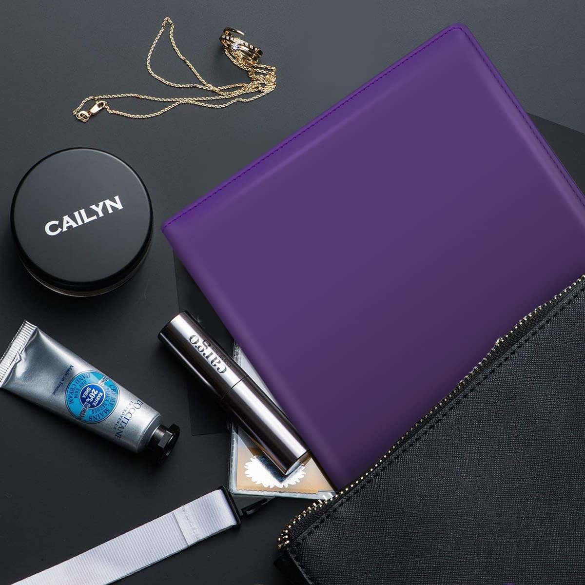 Resume Portfolio Folder, Padfolio Clipboard, Writing Portfolio Leather Clipboard with Cover for Legal Pad Holder Letter Size A4 for Business Conference Notepad Clip Boards, Purple