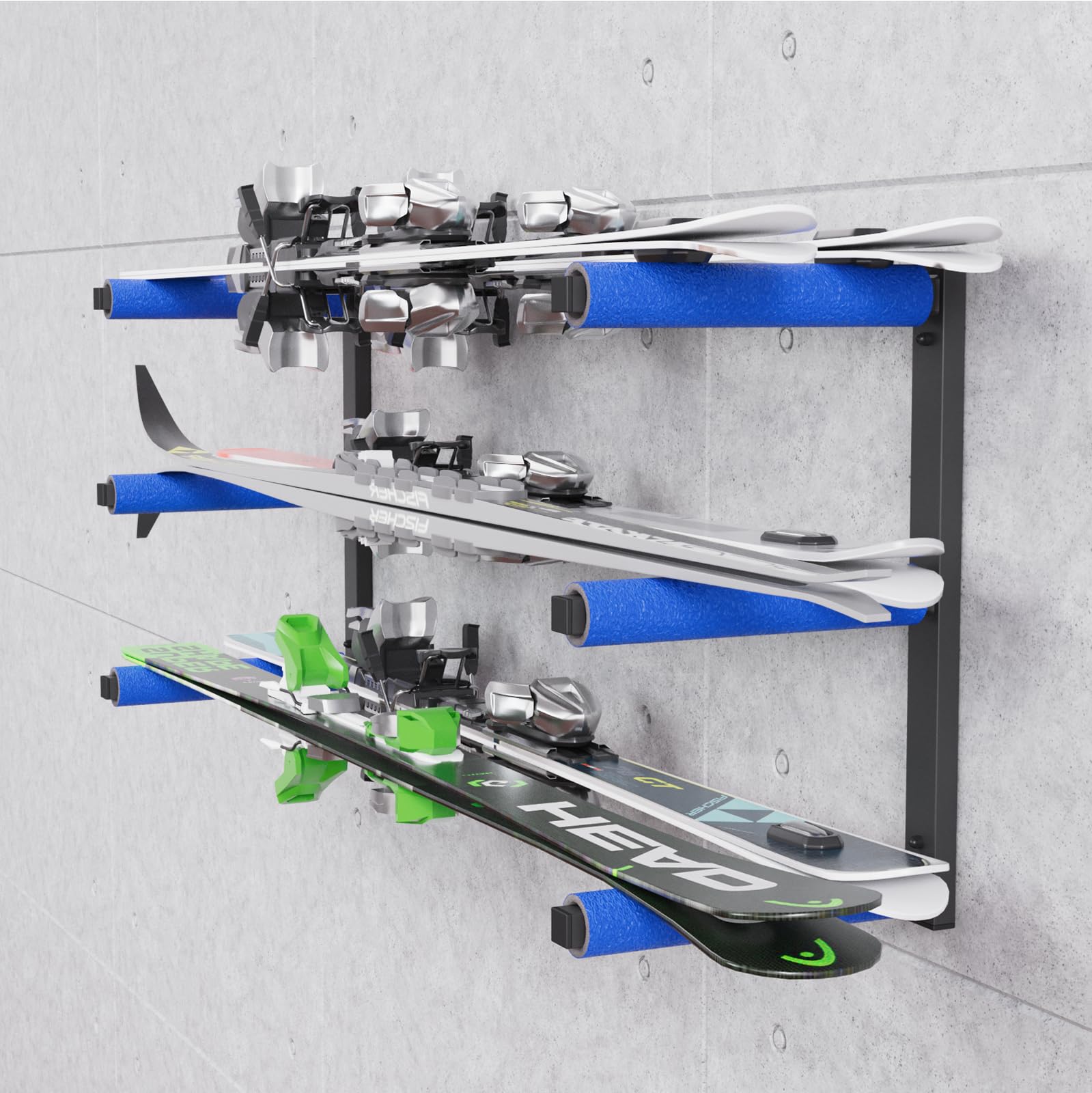 QLS Wandhalterung Werkstattregal Holzregal Wandbefestigung Wandmontage Garage Keller 3 Ebene Blau