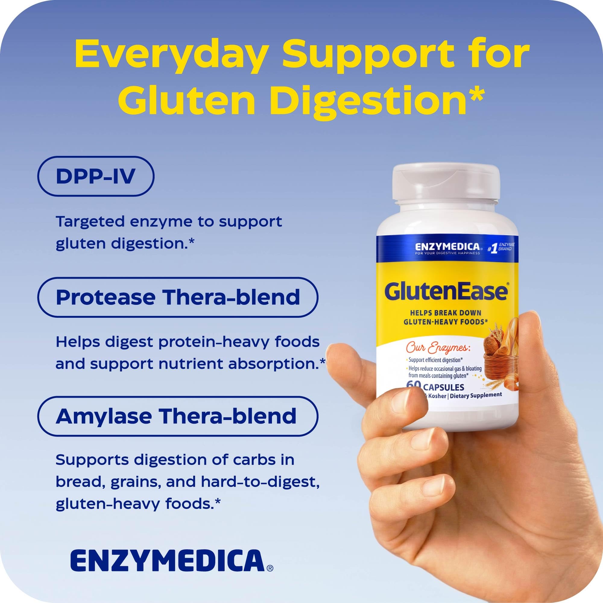Enzymedica GlutenEase, Helps Gas & Bloating - 60 Capsules — Amazon image 4