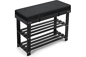 Double Shoe Rack with Washable Seat Cushion