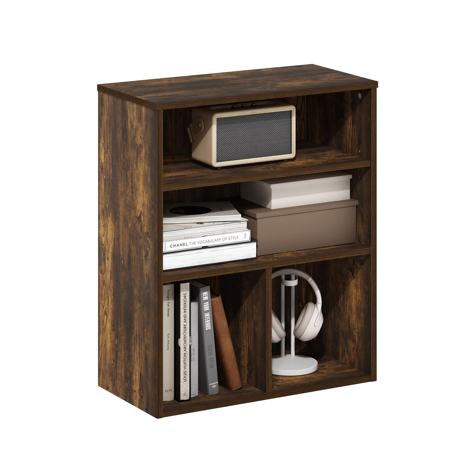Furinno PASIR Book Shelf, 3-Tier Display Bookshelf, Bookcase, 11.8 x 23.6 x 28.1, for Living Room, Bedroom, Home Office, Amber PINE โ image 1