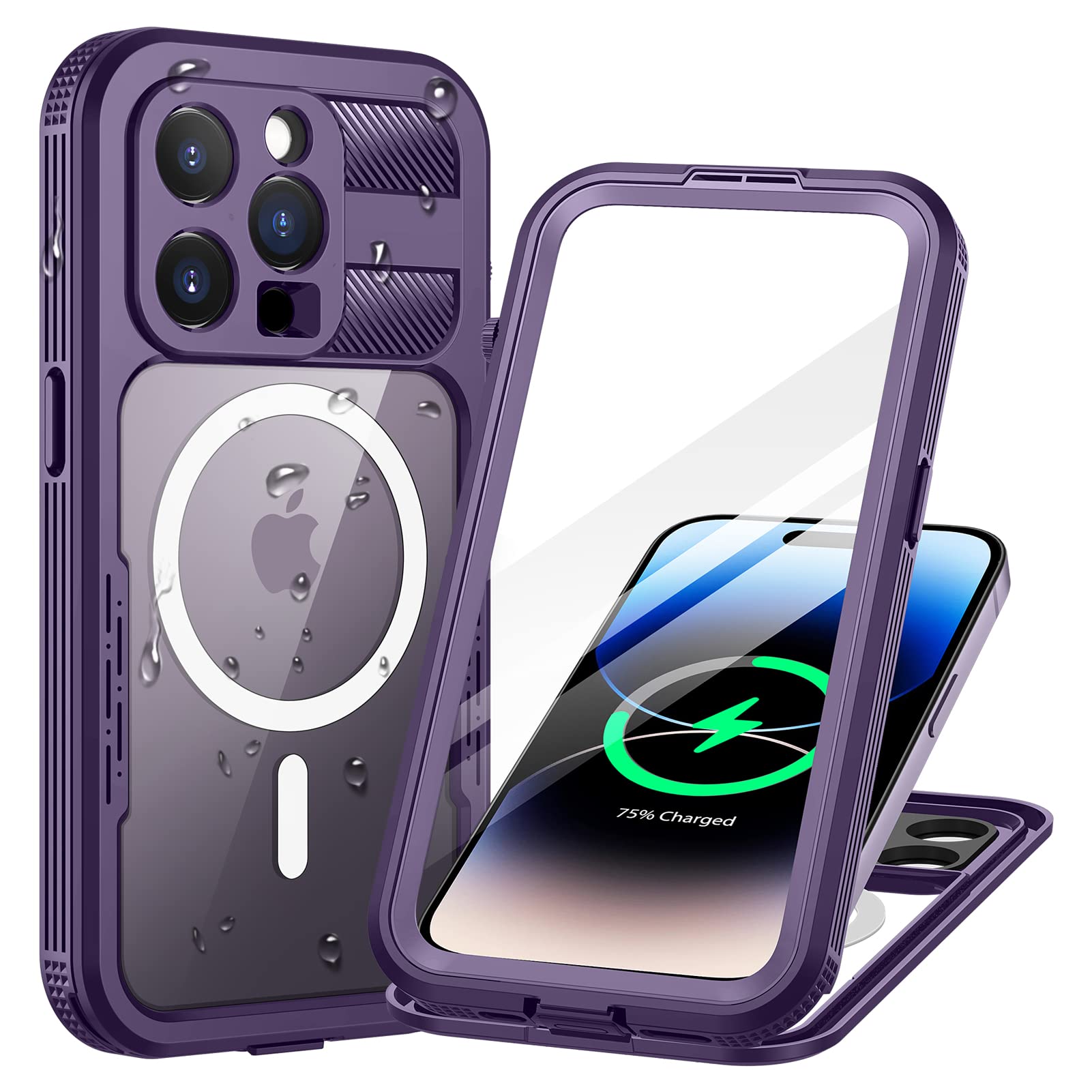 Etui iPhone 14 Pro étanche antichoc etui protection intégrale imperméable violet - 7