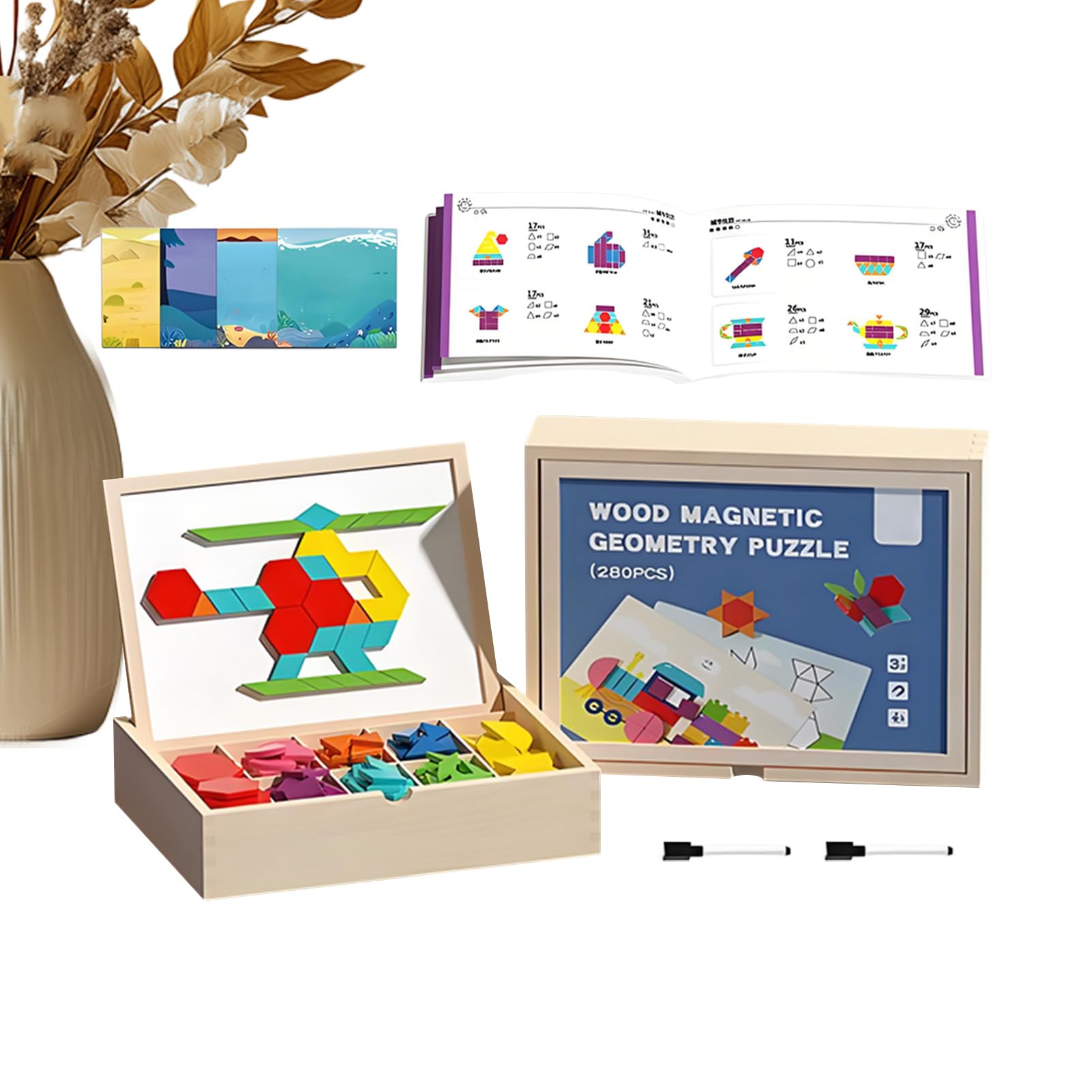 Juegos de - educativo STEM de madera magnético e interactivo | Colorido conjunto de piezas creativas - para adolescentes en casa escuela de viaje
