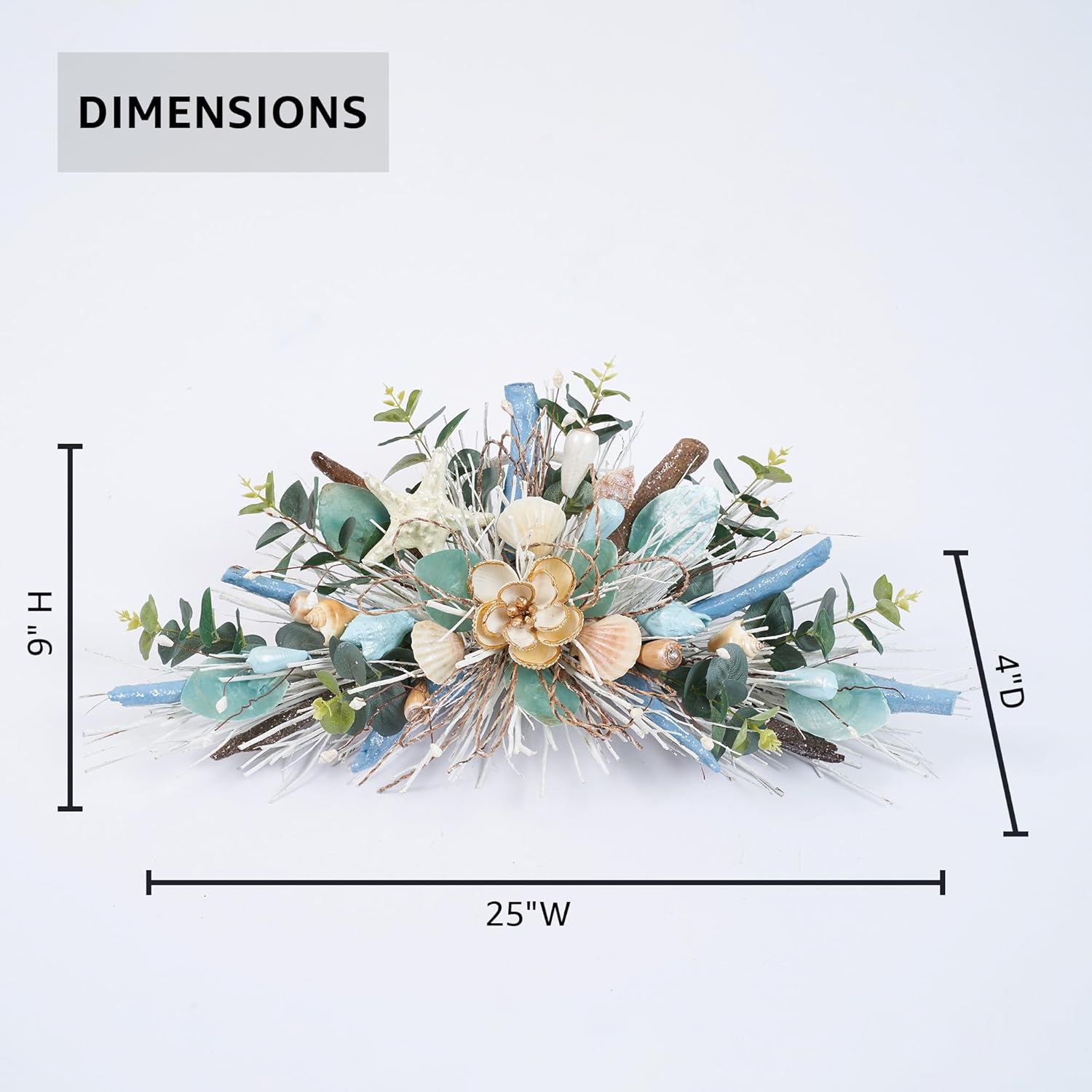 HOLIDAY TREE 25" Coastal Summer Swag - Handcrafted with Capiz Shells, Driftwood & Abaca Rope - Versatile Decor for Mantle, Doorway & Coastal Themed Spaces.