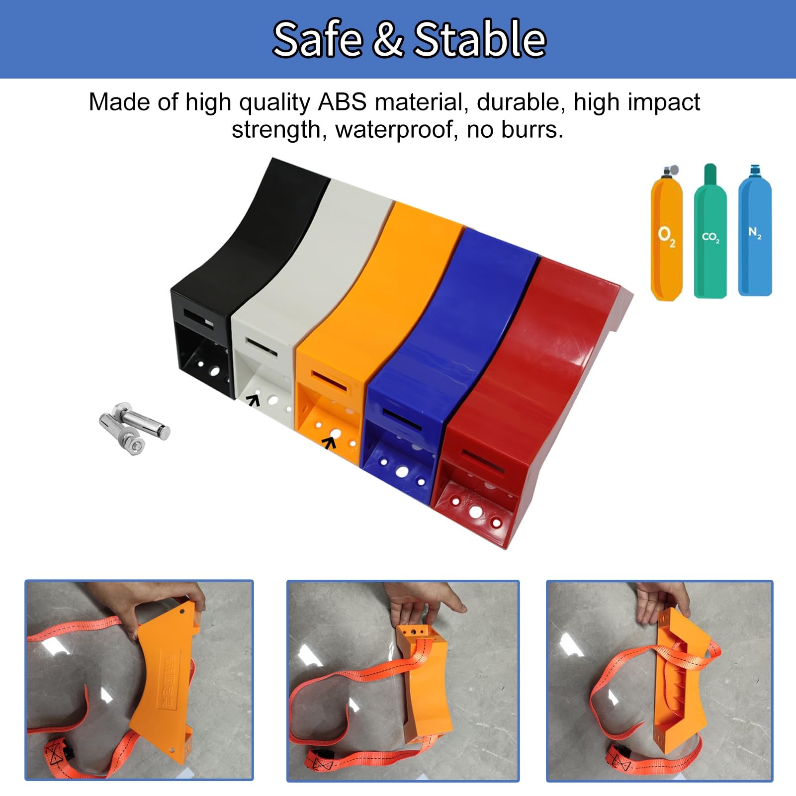 Soportes para Bombonas de Oxígeno Soporte para Tanque de Oxígeno de 2 Unidades para Montaje en Pared, Soporte para Cilindro de Gas Nitrógeno/Acetileno/Propano ABS, Soporte para Cilindro de Oxígeno par