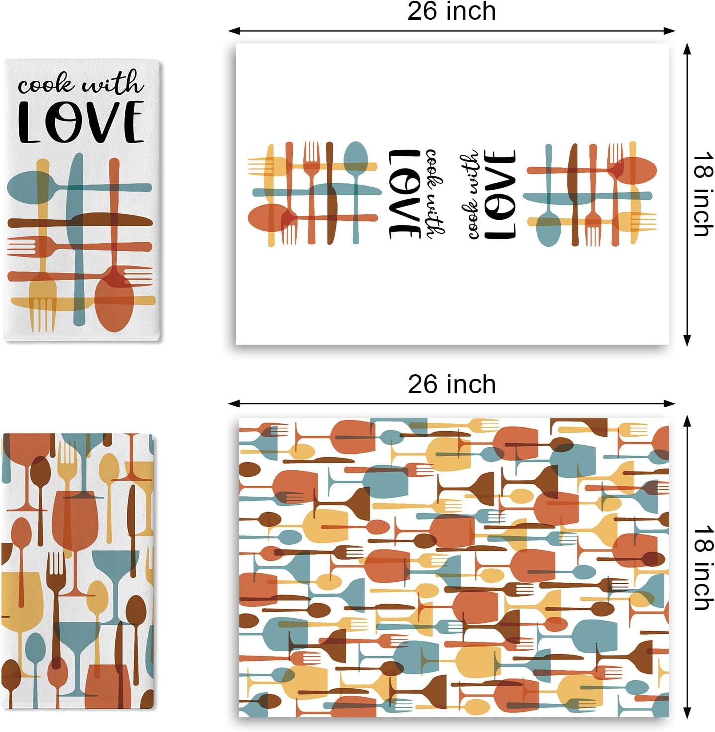 Funny Cook with Love Kitchen Dish Towels Set of 2 image 2