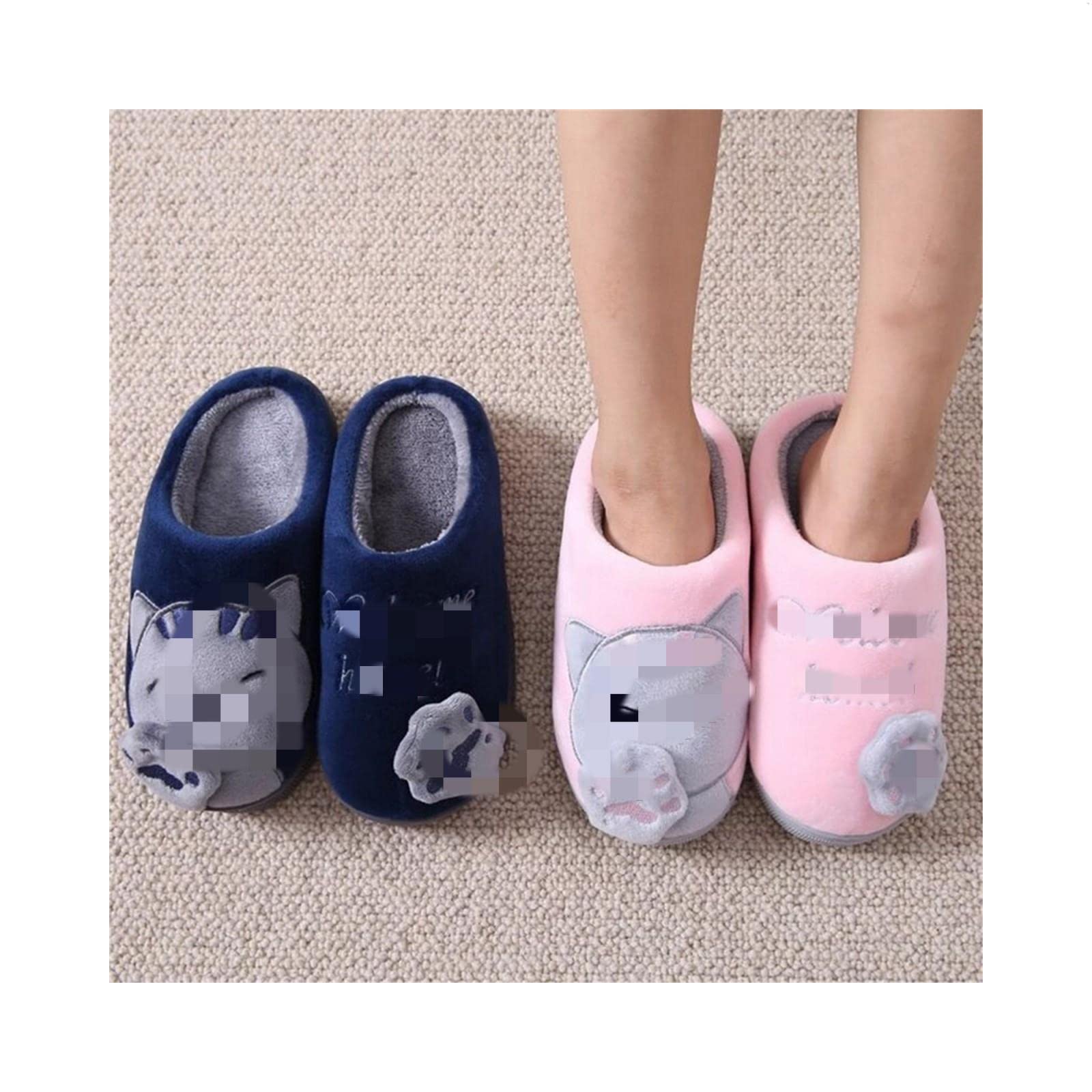 Pantuflas de Algodon Zapatillas De Invierno Zapatos De Casa De Interior Chanclas