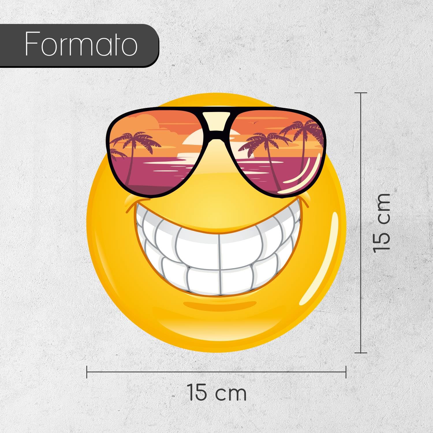 Adesivo Sorriso Sole Younikat 21 Cm – Autoadesivo Con Protezione UV Per Auto, Bici, Laptop