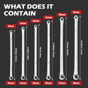 Extra Long Double Ring Box End Spanner(16mm - 18mm)