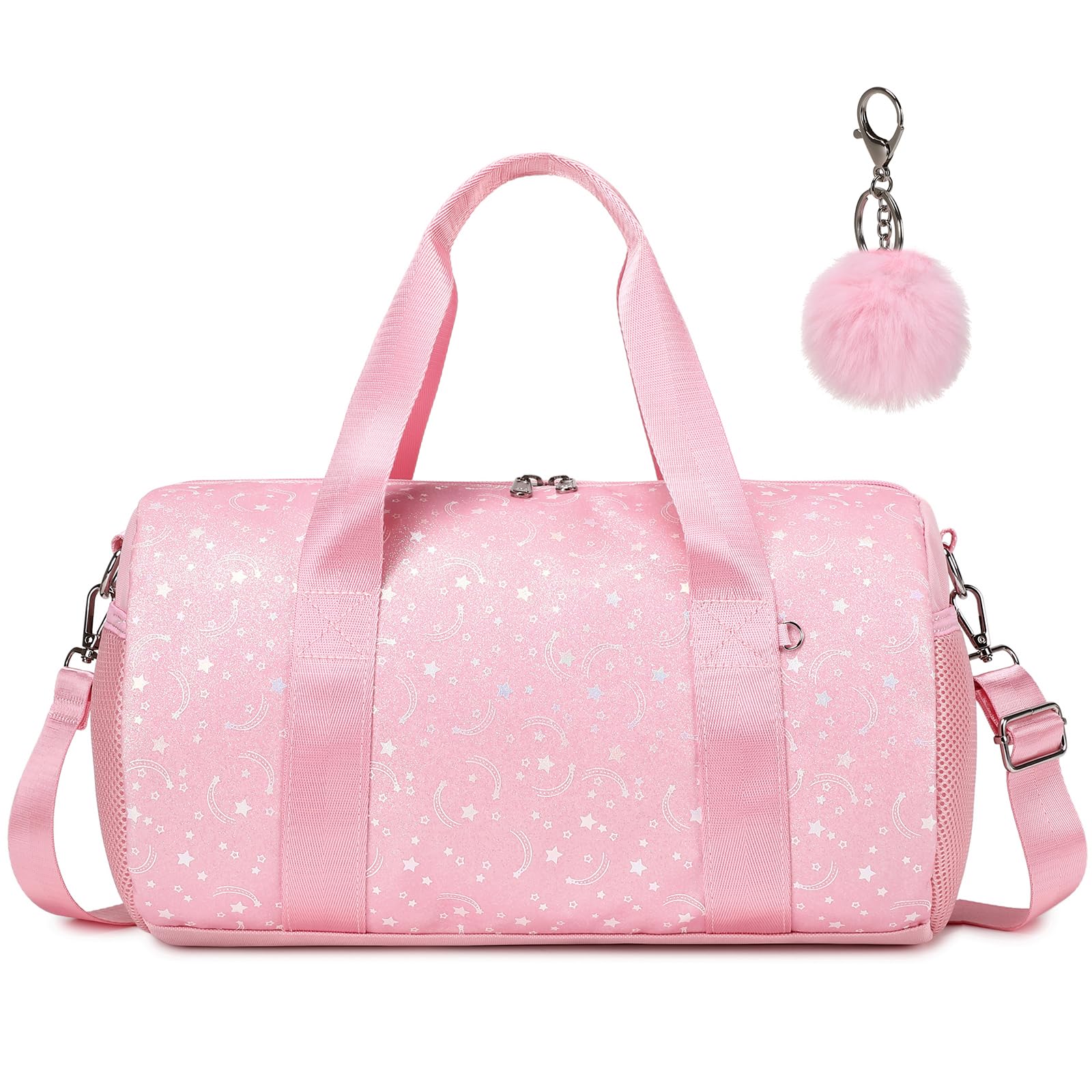 Kids Sports Duffel Bag Girls Dance Bag for Ballet Latin Kid Small Travel Duffel Gymnastics Bags Kids Travelbag with Waterproof Pocket Glitter