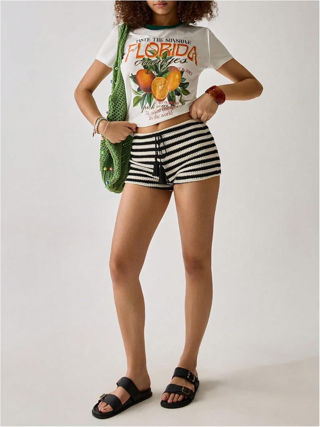 Women's Textured Skinny Mini Shorts Tie Front Elastic Waist Low Rise Track Micro Shorts Black and White Small - Image 5