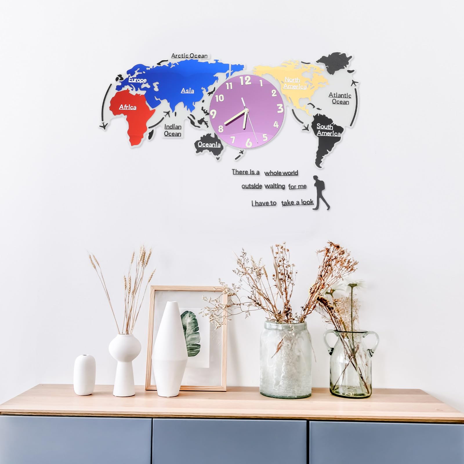 Reloj de Pared Mapa del Mundo de Acrílico para Sala