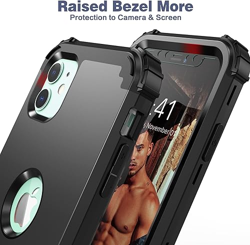 Miniatura 6 de IDweel Funda para iPhone 11 con protector de pantalla (vidrio templado), híbrida 3 en 1, a prueba de golpes, ajuste delgado, protección resistente,