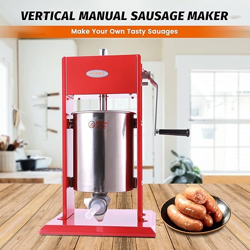 Miniatura 21 de Hakka - Embutidor de salchichas de 11 libras/5 L, dos velocidades de llenado de acero pintado en aerosol vertical 7-11 libras