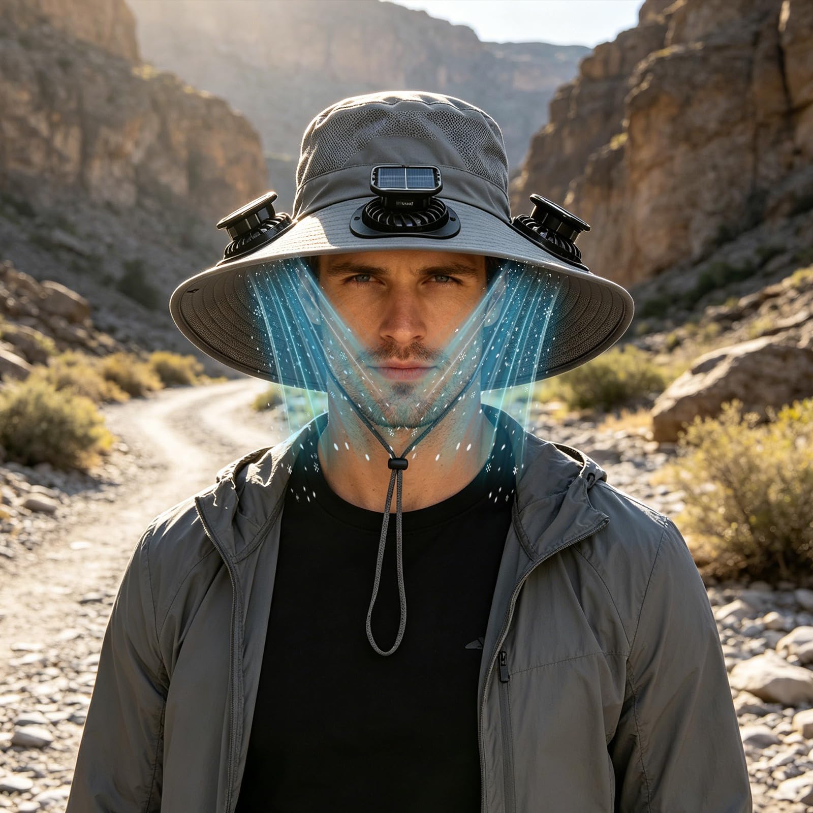 Cappello con Ventilatore 3 in 1 a Mani Libere per Uomo e Donna | Cappello con 3 Ventilatori Solari, Protezione Solare Hat, Ricaricabile Cappelli, Raffreddamento Hat, per Attività All'aperto