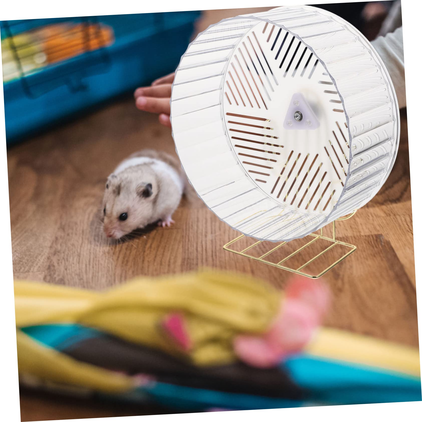 Sosoport Roue D’Exercice pour Chinchilla et Hérisson, Roue Silencieuse Support, Base Stable en Plastique et Alliage, pour Cage D’Animal